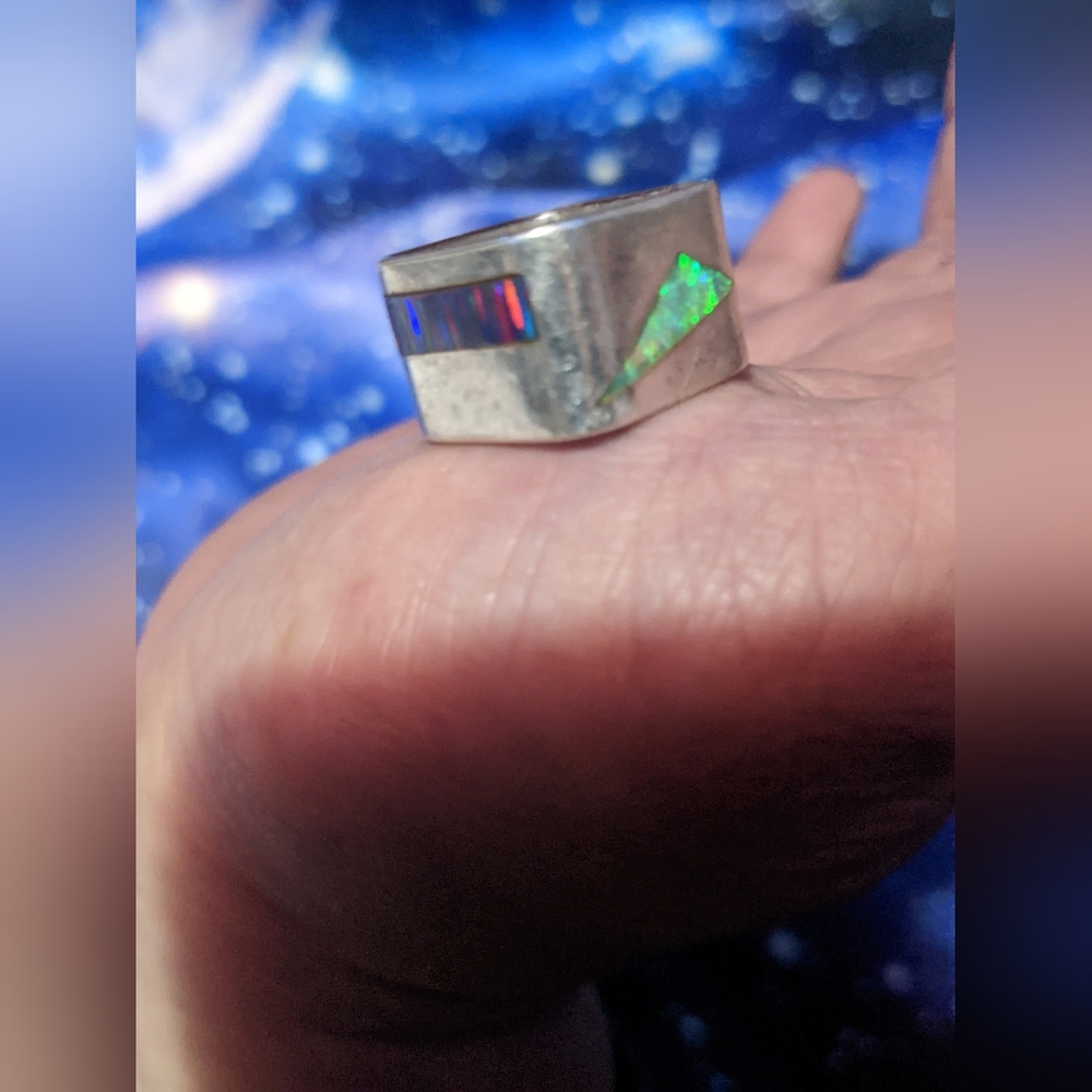 Unique Sterling Silver Square Ring With Opal *Siz… - image 5